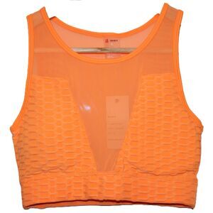 Womens LA Society POP001T Orange Polyester Spandex Sleeveless Sports Bra Size S